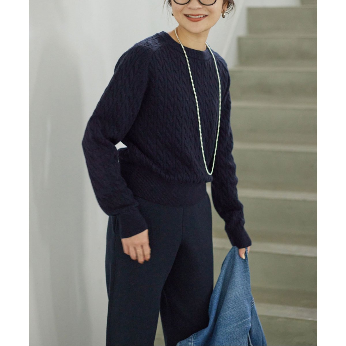 スローブイエナ コットンカシミヤミニケーブルニット SLOBE IENA（スローブイエナ）の「コットンカシミヤミニケーブルニット