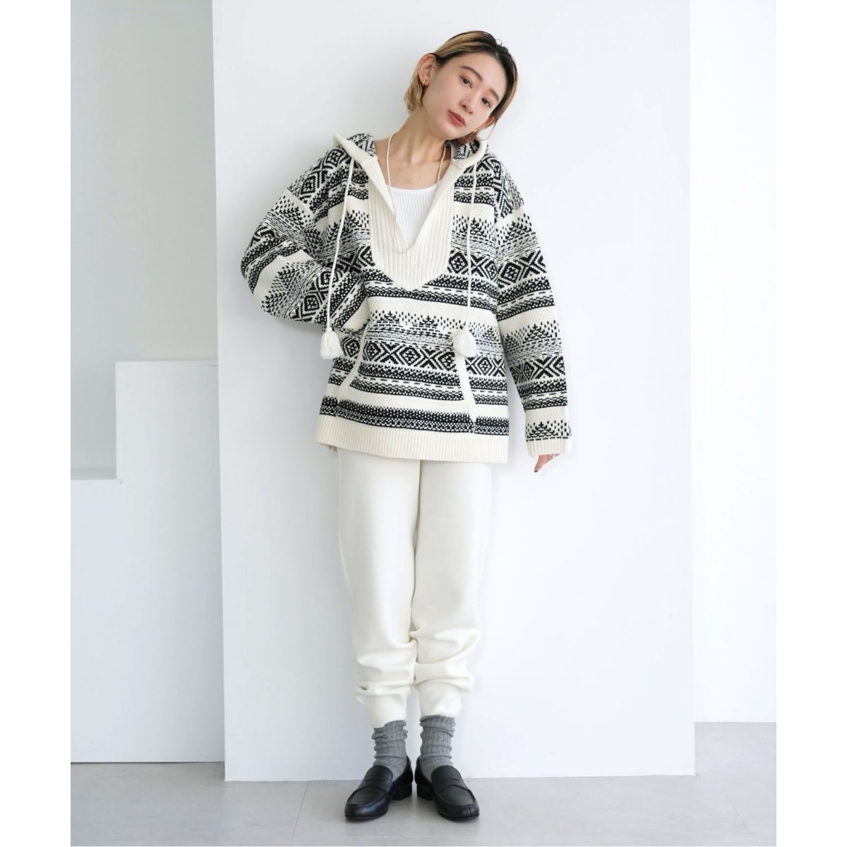 SLOBE IENA citron. ジャガードニットフーディー　ノルディック SLOBE citron.ジャガードニットフーディー | スローブ イエナ(SLOBE