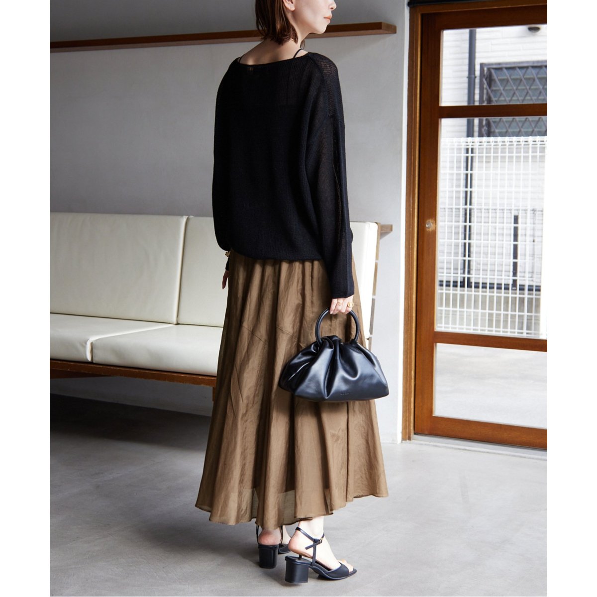 slobe iena 綿シルク切替ギャザースカート SLOBE IENA（スローブイエナ）の「《追加》綿シルク切替ギャザー