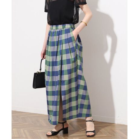 VERMEIL par iena ラメ混スムーススカート ギンガムシャンタン  