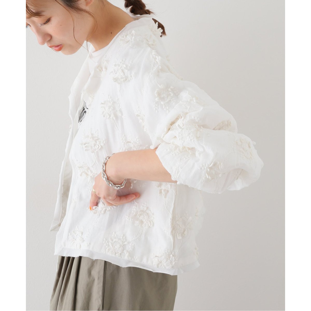 crinkle crinkle crinkle embroidery ボレロ セール】【crinkle crinkle crinkle】3D embroidery bolero/3D