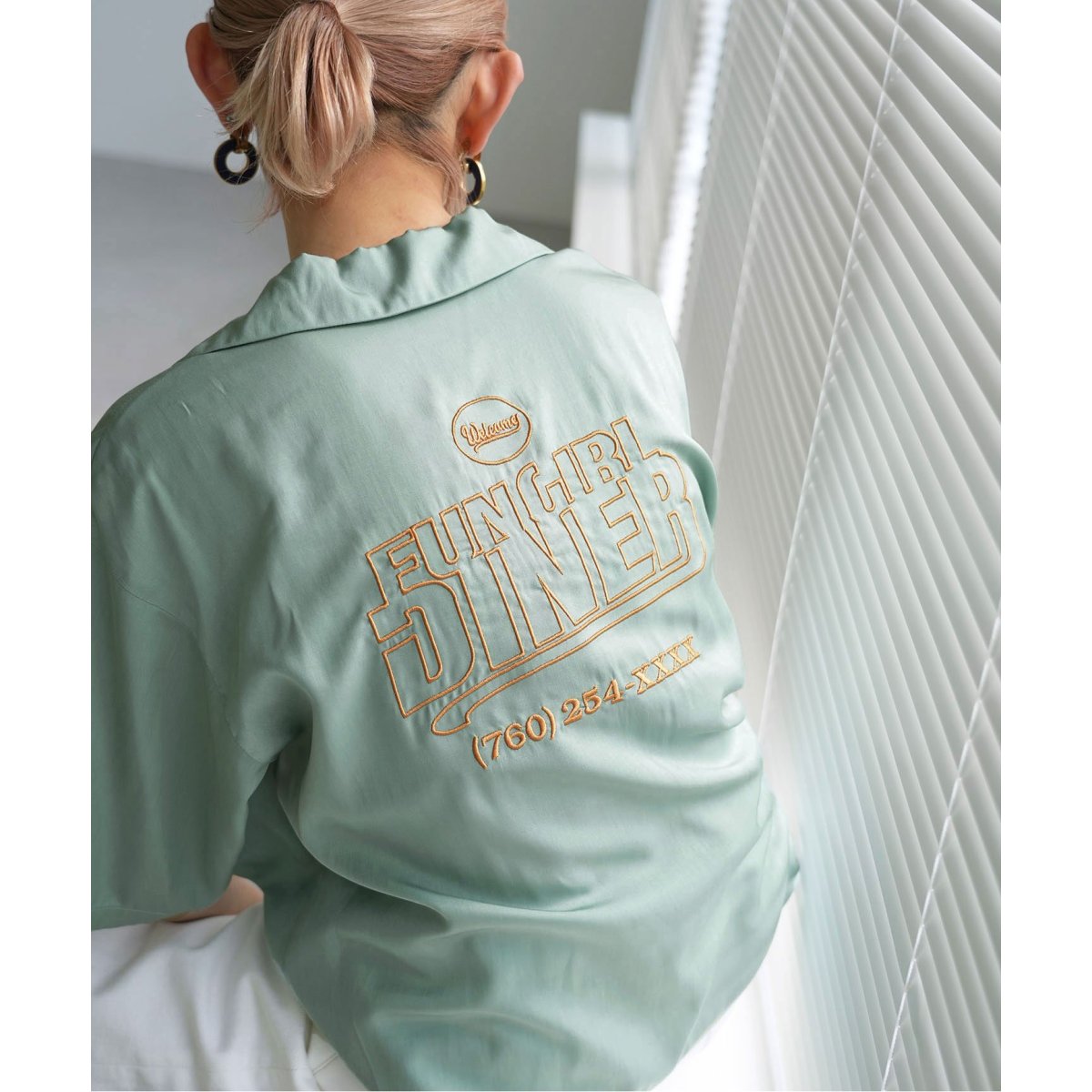 【美品】SLOBE IENA ロンパース/シャツ/citron 美品】SLOBE IENA ロンパース/シャツ/citron