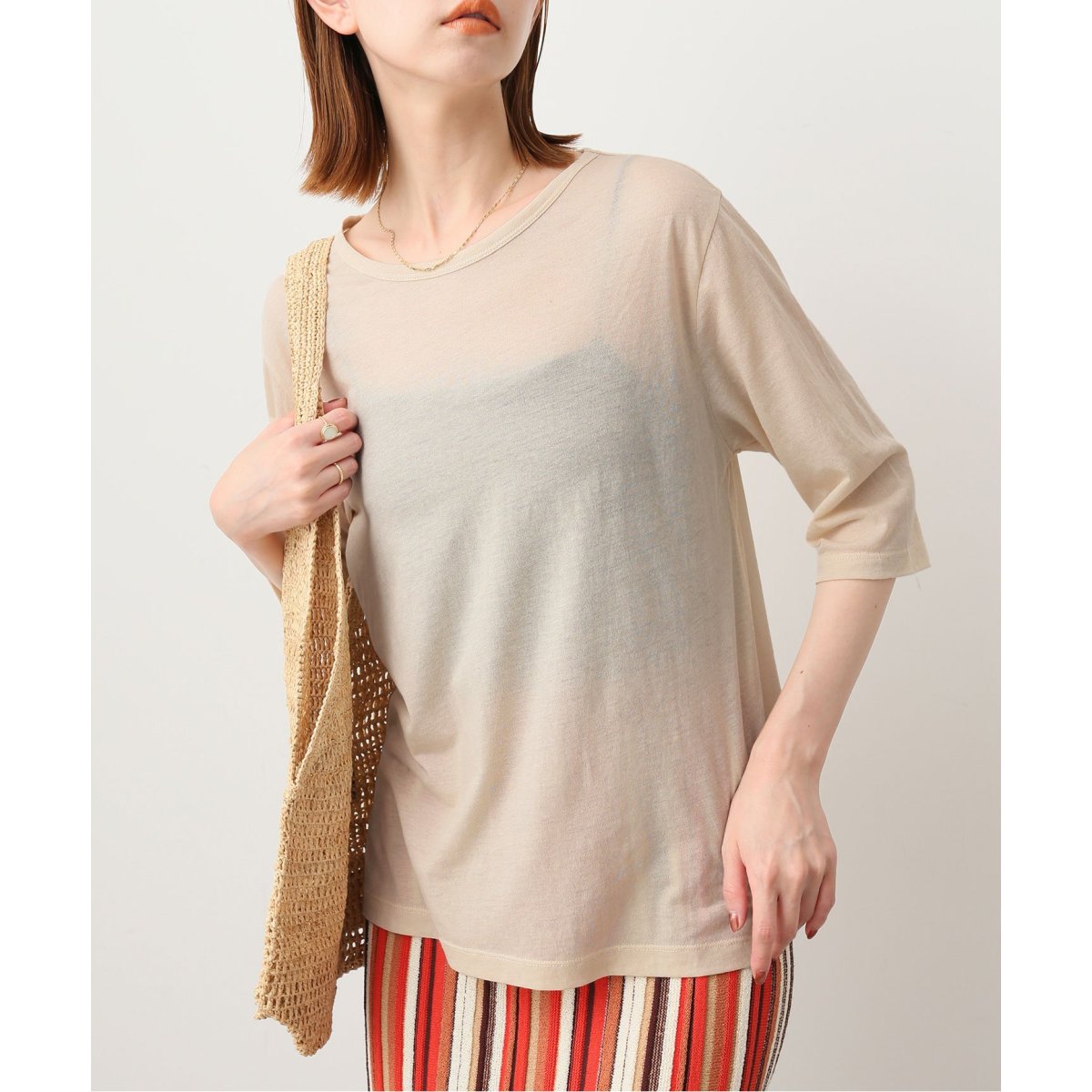 tシャツ 「追加」シアー天竺5分袖Tシャツ レディース SLOBE IENA tシャツ 「追加」シアー天竺5分袖Tシャツ レディース