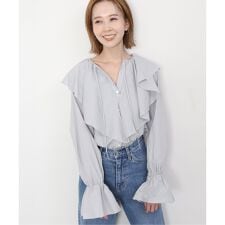 SLOBE IENA - スローブイエナ コットンシルク ラッフルブラウス フリル 
