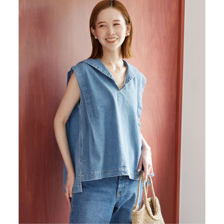 LE DENIMセーラーノースリーブブラウス | スローブ イエナ(SLOBE IENA 