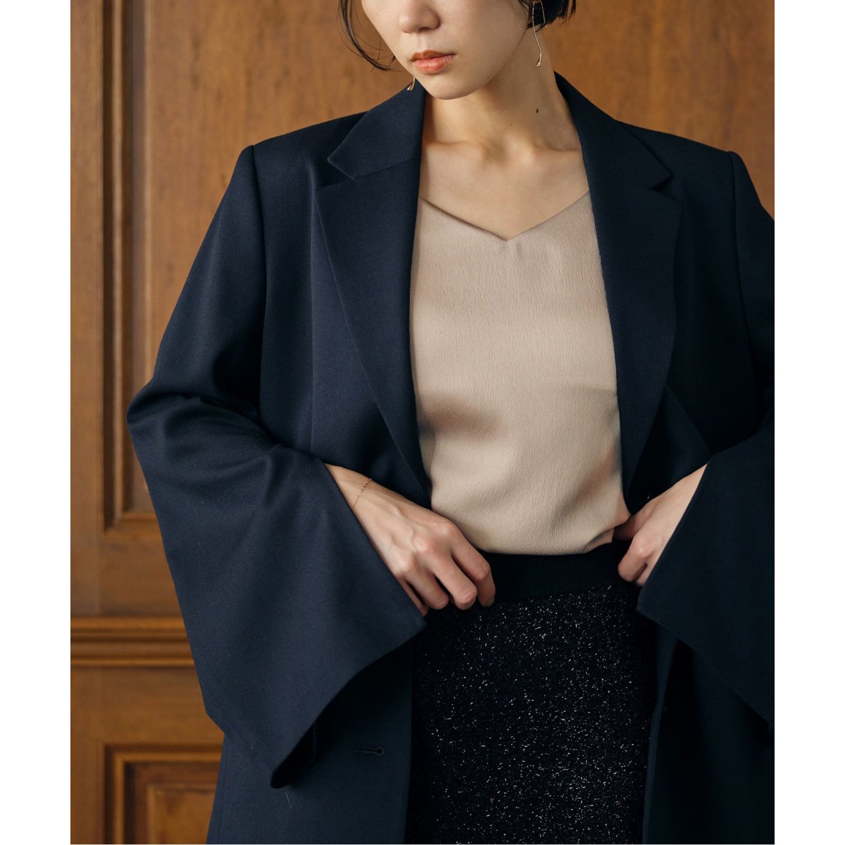 新品☆SLOBE IENA　habiハンマーサテンキャミソール　ベージュ SLOBE IENA - 新品☆SLOBE IENA habiハンマーサテンキャミソール