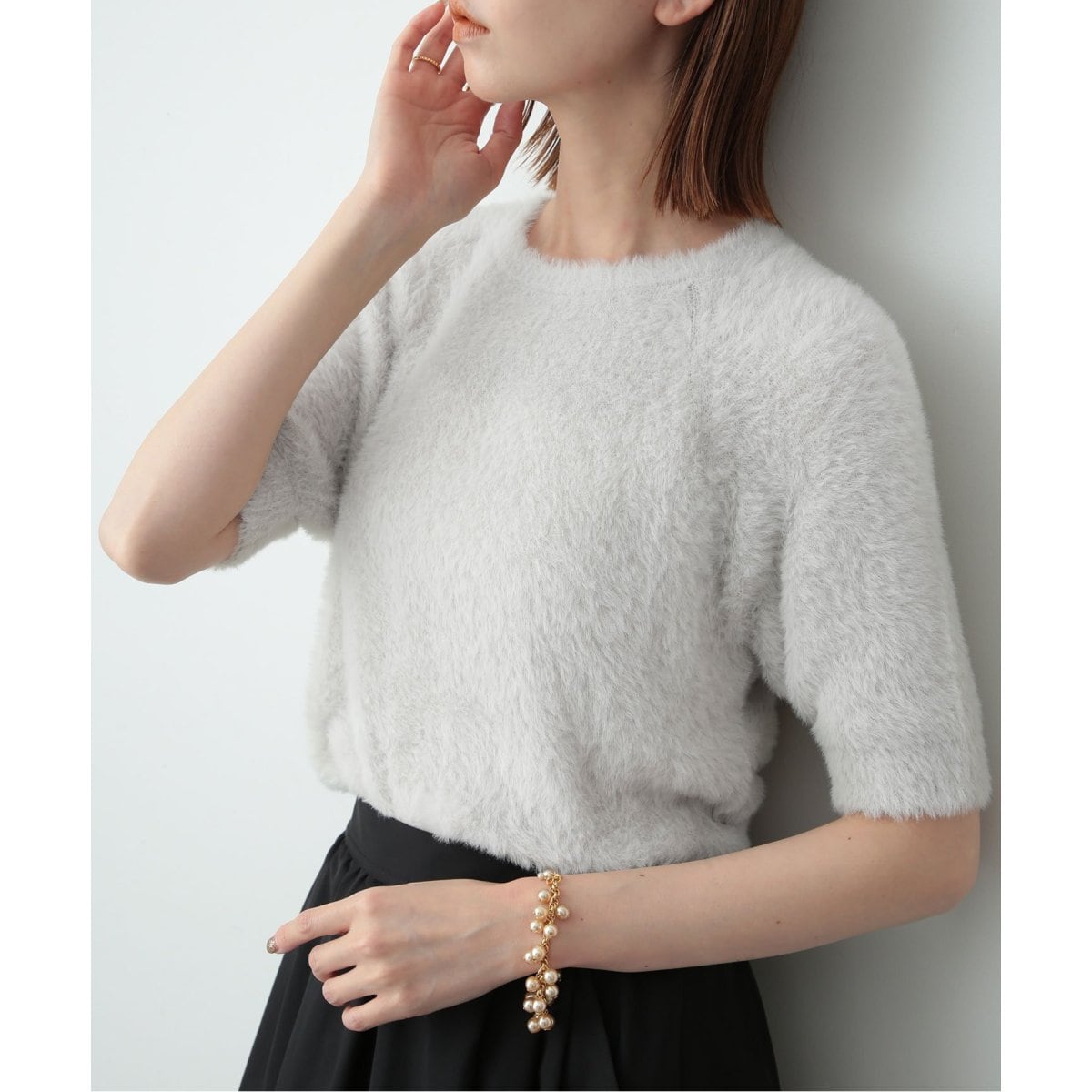 【美品】 スローブイエナ ミニ裏毛ハーフスリーブプルオーバー 近年モデル minky ハーフスリーブフェザープルオーバー | スローブ イエナ