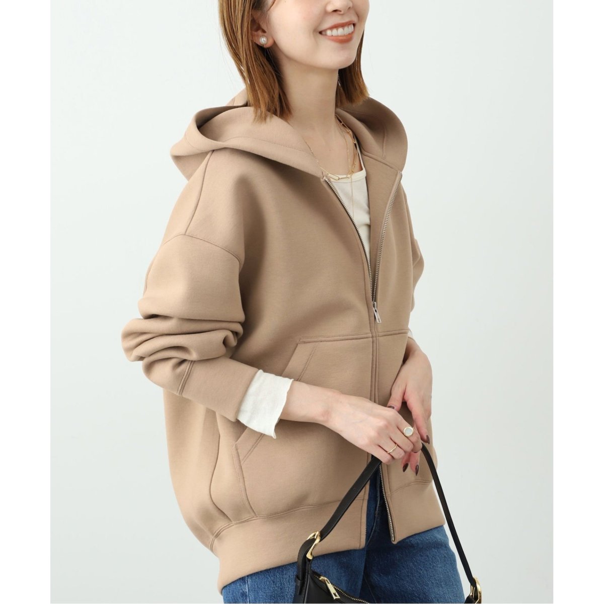 美品 SLOBE IENA ボリュームジップアップフーディー キャメル フリー 追加2》ボリュームジップアップフーディー | スローブ イエナ(SLOBE