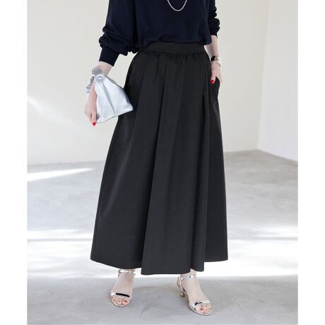 IENAイエナ☆メモリータフタランダムタックスカート34グレー （SLOBE  