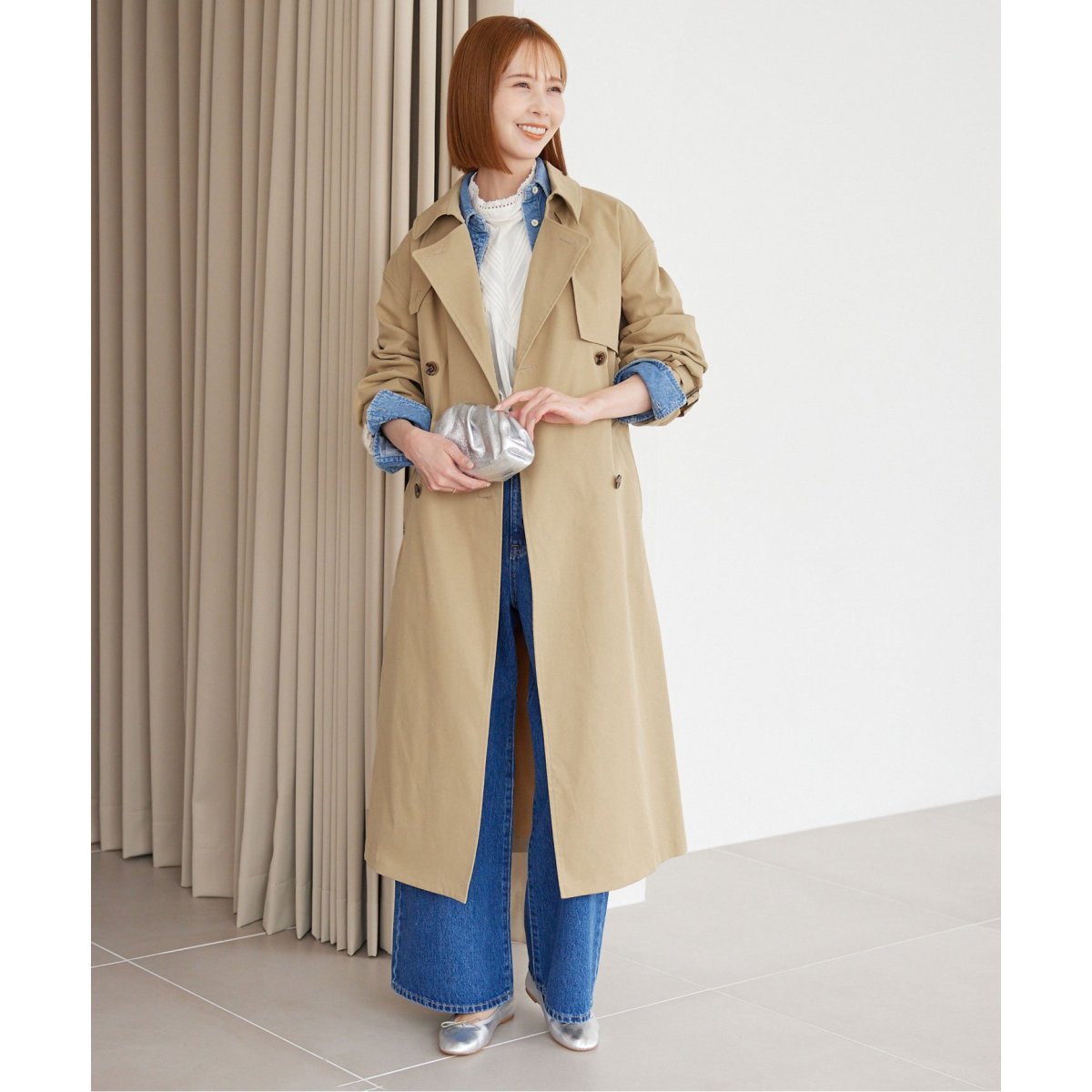 スローブイエナコットンライクウォッシャブルトレンチコート スローブイエナ コットンライクウォッシャブルトレンチコート