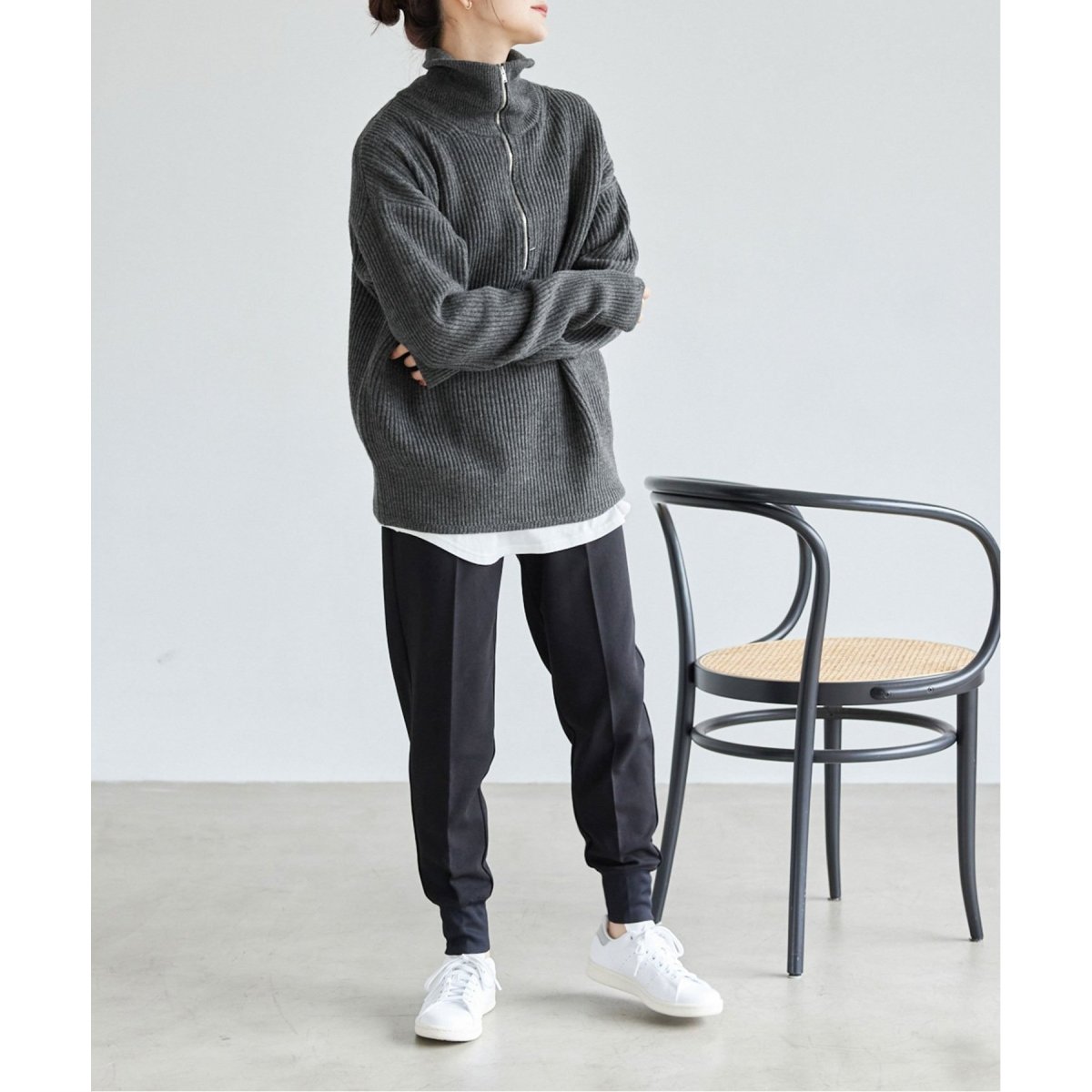 追加2》French wool畦ハーフジップニットプルオーバー | スローブ