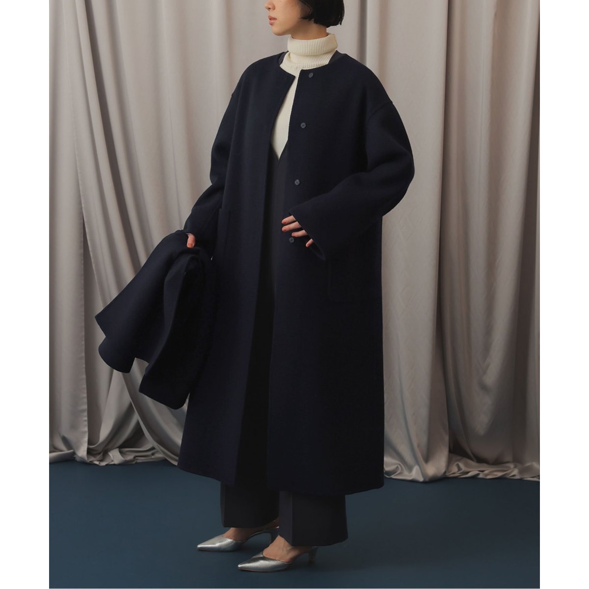 habiストールノーカラーコート | スローブ イエナ(SLOBE IENA