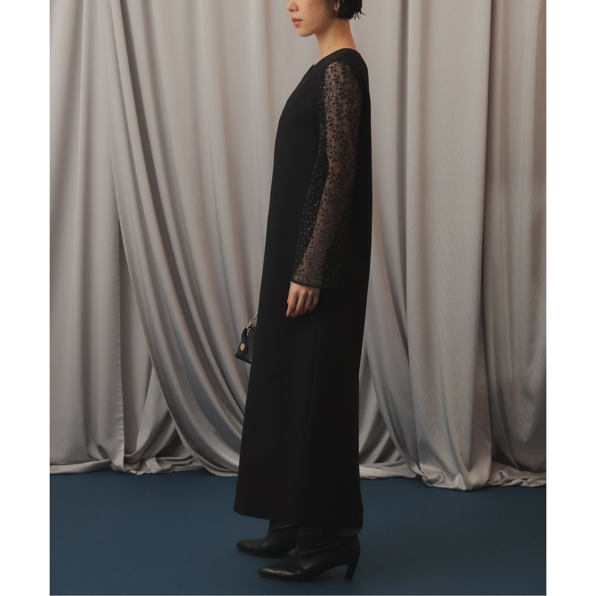 habiスパンコールレーススリーブドレス | スローブ イエナ(SLOBE IENA