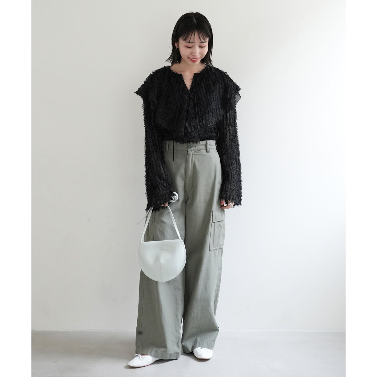 ★完売品★今期購入★SLOBE IENA★ラッフルジャガードブラウス SLOBE IENA（スローブイエナ）の「《追加》コットンシルク