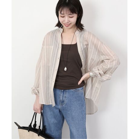 スローブイエナ☆フロントスキッパーラッフルブラウス 新品 ベージュ  