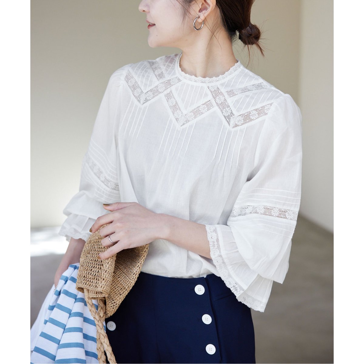 IENA 新品タグ付　リバーレースローンブラウス　キャメル　イエナ IENA - イエナ IENA LA BOUCLE リバーレース ローンブラウスの通販 by