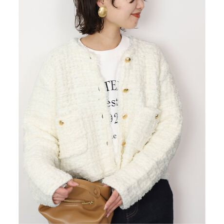 コットン混ツィードニットジャケット | スローブ イエナ(SLOBE IENA  