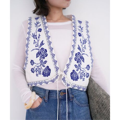 エンブロイダリーショートジレ | スローブ イエナ(SLOBE IENA  