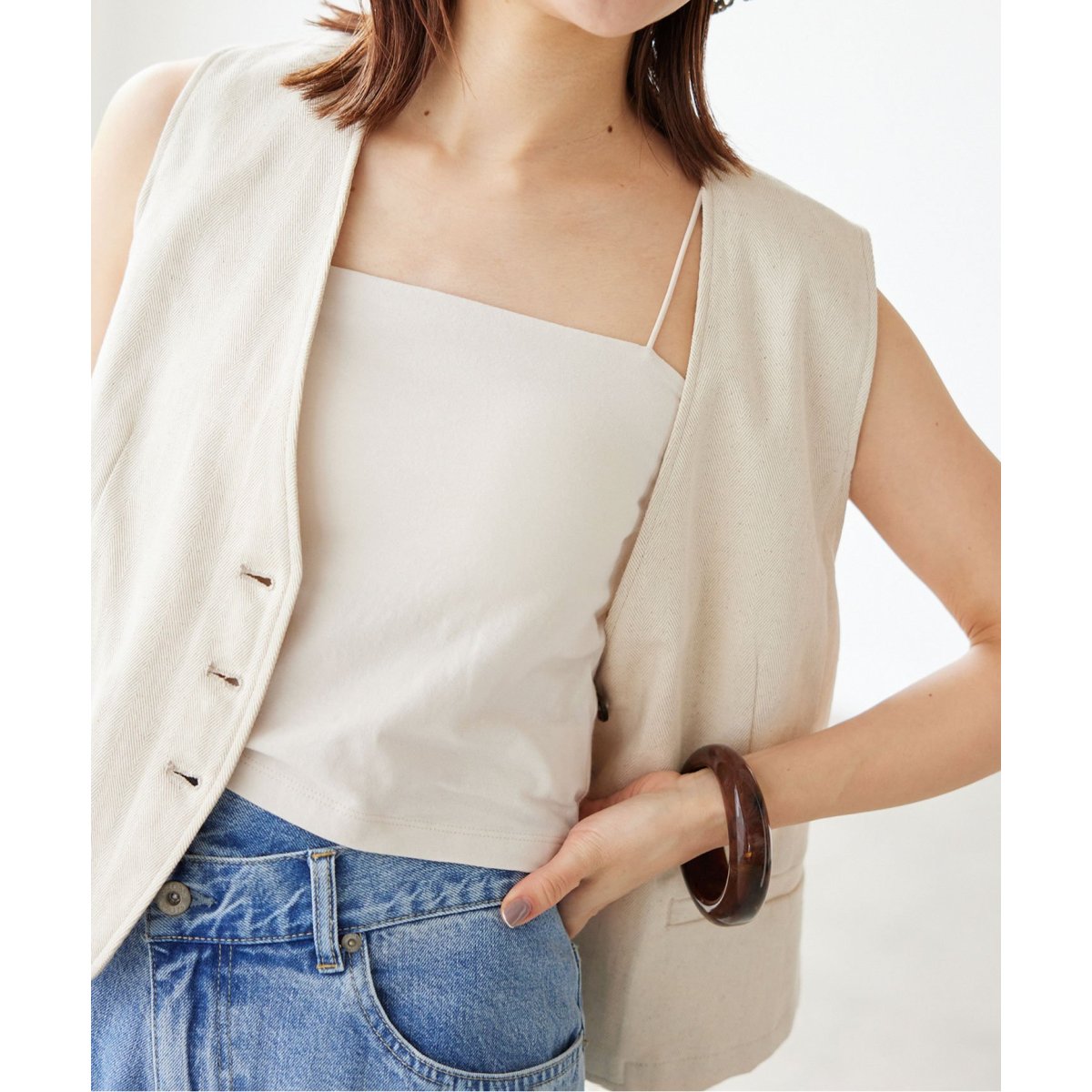 SLOBE IENA ショートレースキャミ レースショートキャミソール