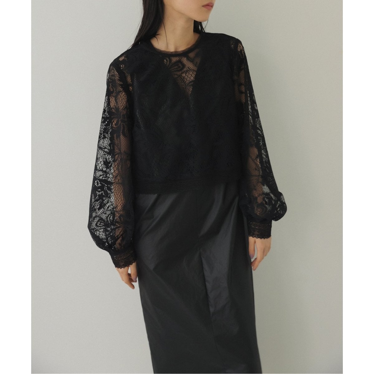 habi SLOBE IENA スローブイエナ habi レース パンツ ブラック 36 