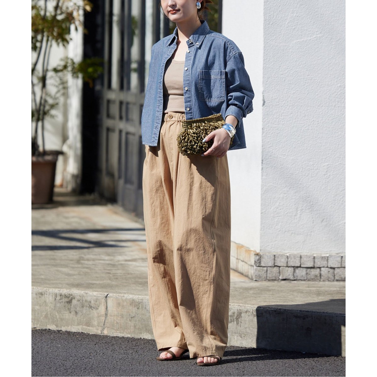 LE DENIM ライトオンスクロップドシャツ LE DENIMライトオンスクロップドシャツ | スローブ イエナ(SLOBE