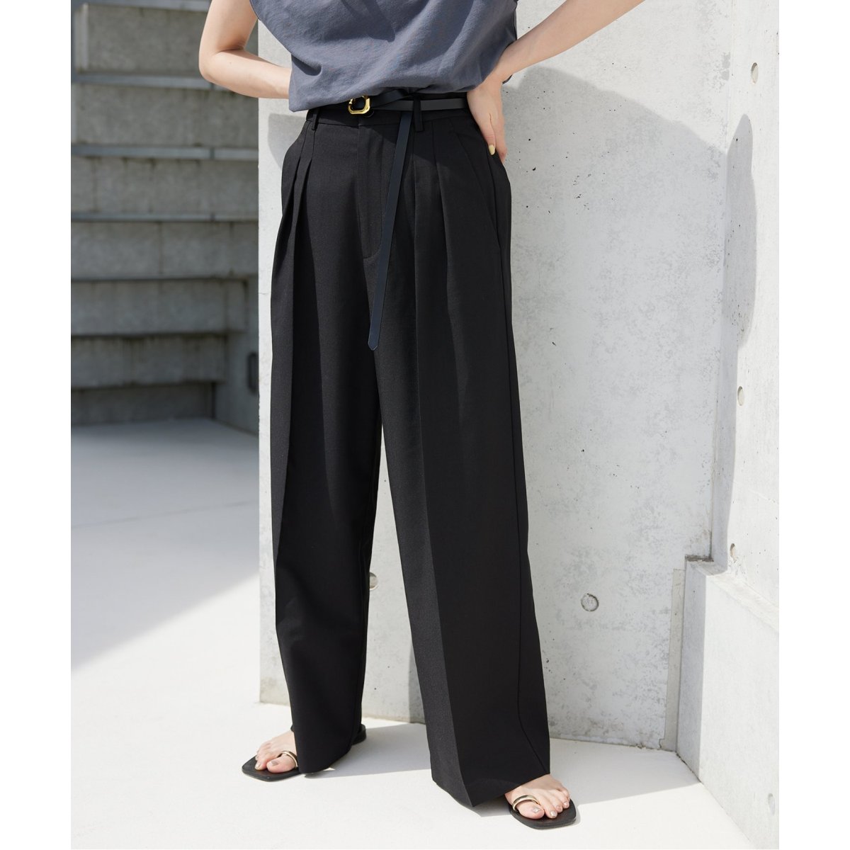 SLOBE IENA スローブイエナ ストレッチリネンイージータックパンツ リネン混イージースラックス（スラックス）｜SLOBE IENA