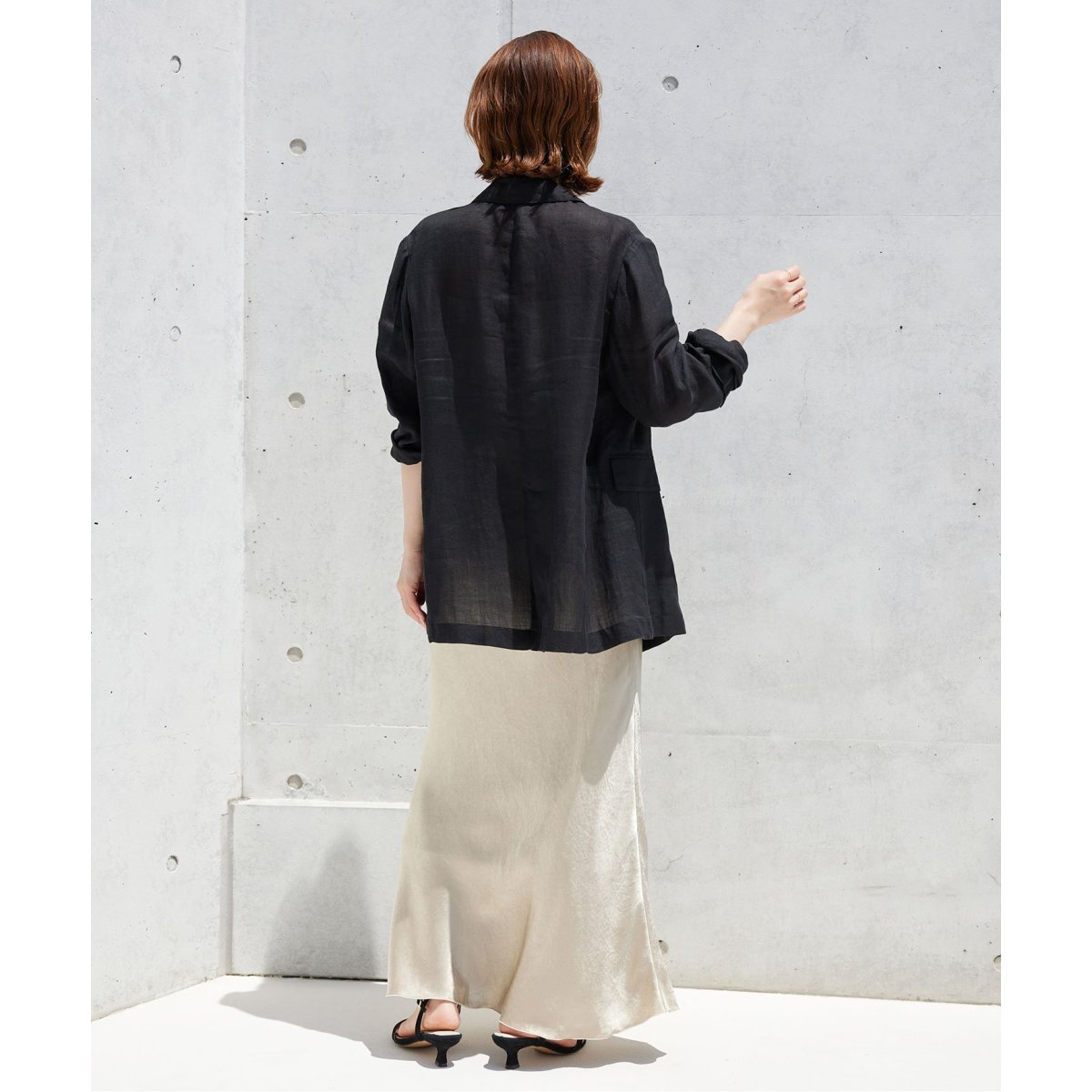 SLOBE IENA 24SS ラミージョーゼットジャケット　黒 SLOBE IENA（スローブイエナ）の「ラミージョーゼットジャケット