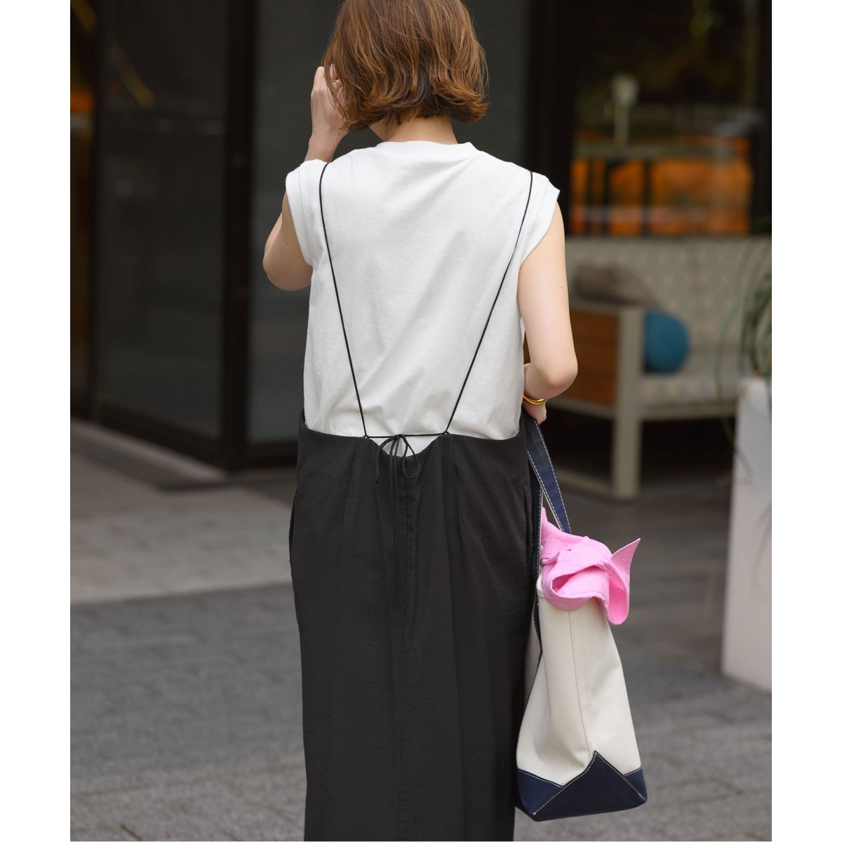 2枚セット》アイラインキャミワンピース×ノースリーブTEEセット