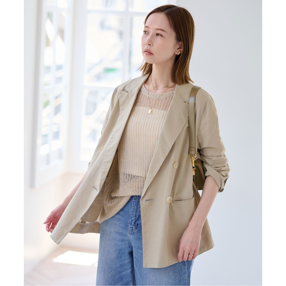 SLOBE IENA リネンコットンダブルブレストジャケット SLOBE IENA（スローブイエナ）の「リネンコットンダブルブレスト