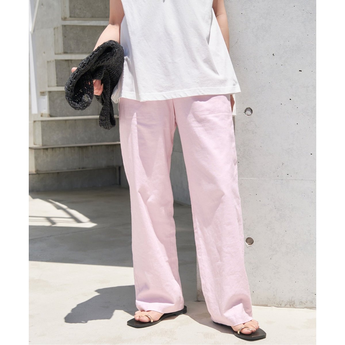 【新品タグ付き】スローブイエナ　レーヨンリネン イージーパンツ　ホワイト☆ SLOBE IENA レーヨンリネンイージーパンツ ホワイト 40 新品タグ