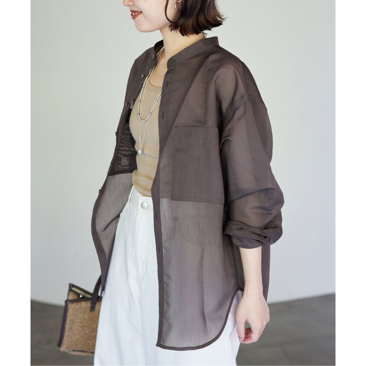 SLOBE IENA シアーシャツ SLOBE IENA｜シアーチェック開襟ブラウス | Rakuten Fashion