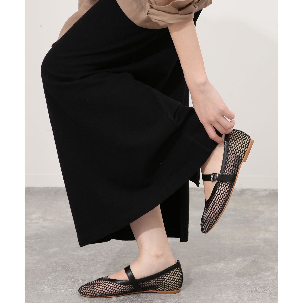 【slobe iena】bonitas メッシュフラットシューズ ブラック bonitas/ボニータス メッシュフラットシューズ | スローブ