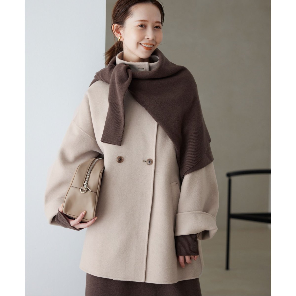 souple woolダブルフェイススタンドコート | スローブ イエナ(SLOBE