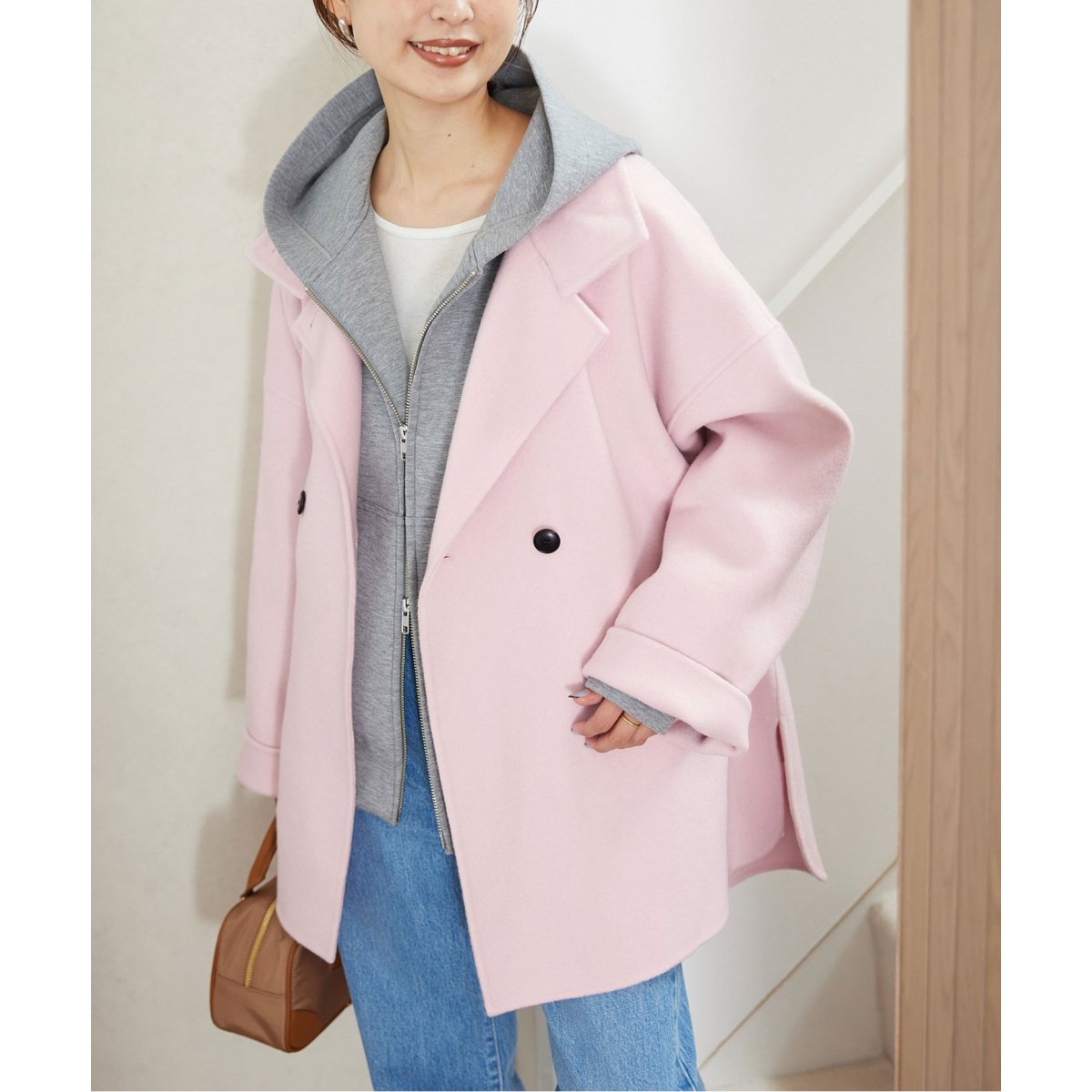 新品未使用 SLOBE IENA wool ダブルフェイススタンドコート SLOBE IENA コート アウター souple woolダブルフェイススタンド