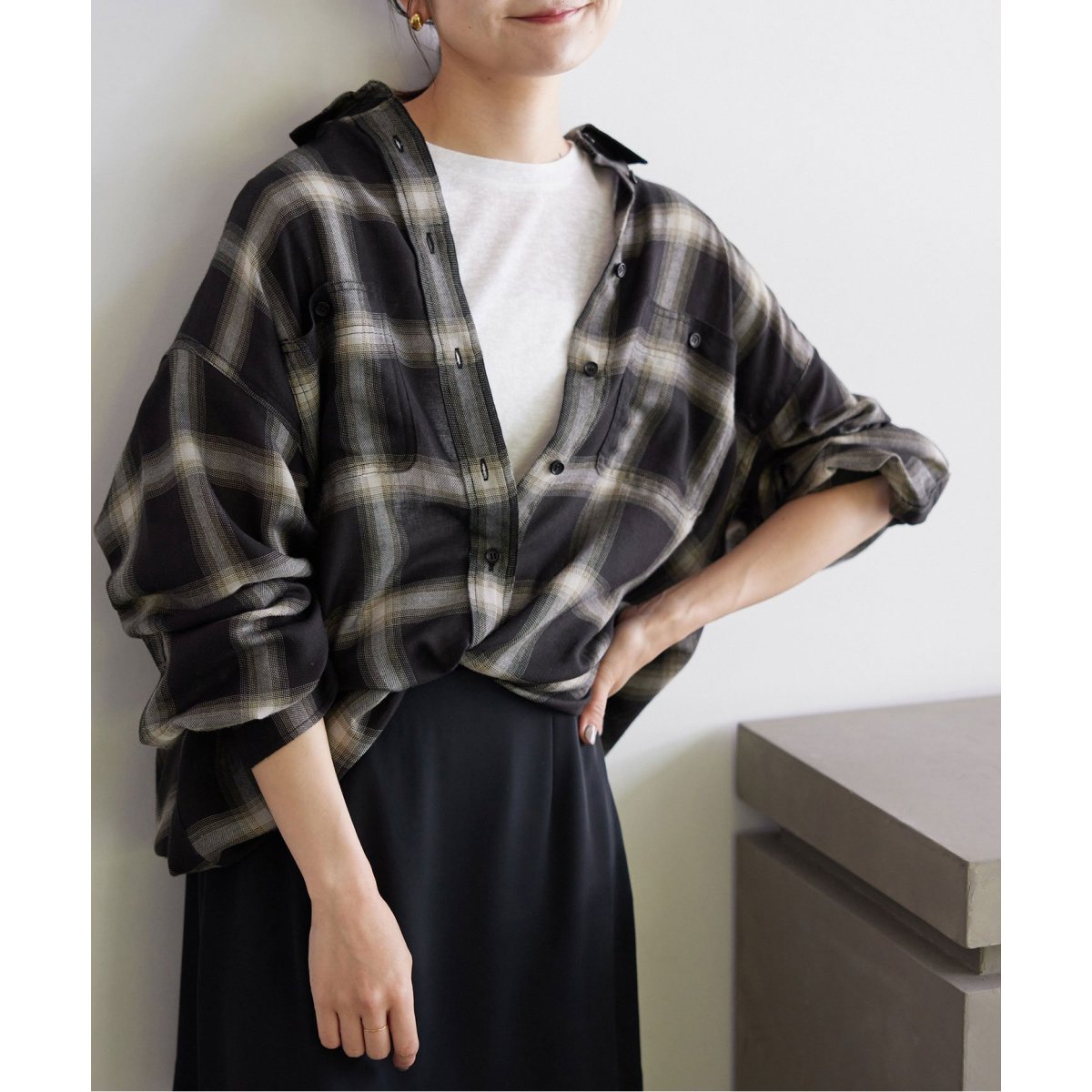 SLOBE IENA　ビエラチェックルーズシャツ　チェック柄　ルーズフィット SLOBE IENA（スローブイエナ）の「ビエラチェックルーズシャツ