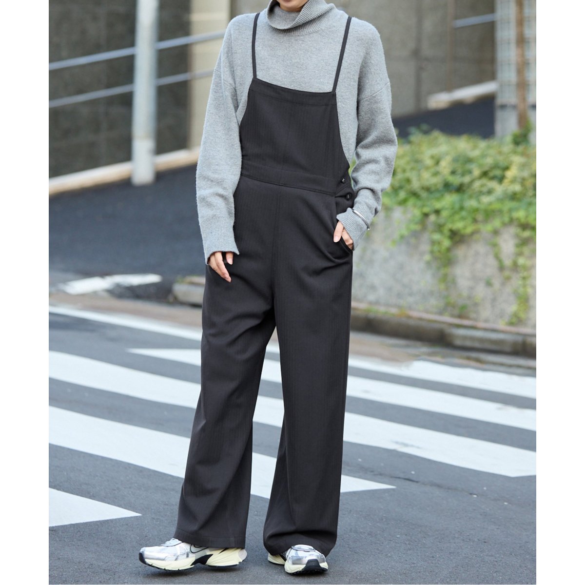 ヘリンボーンナローストラップサロペット（サロペット