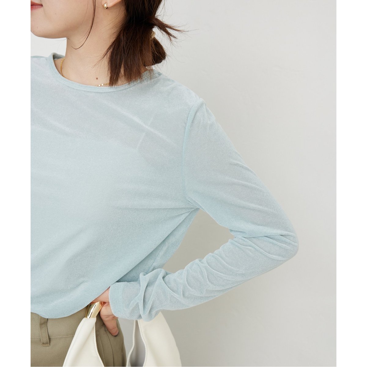 【2024AW】SLOBE IENA ベロアトリコット プルオーバー ネイビー 追加》ベロアトリコット プルオーバー（Tシャツ／カットソー）｜SLOBE