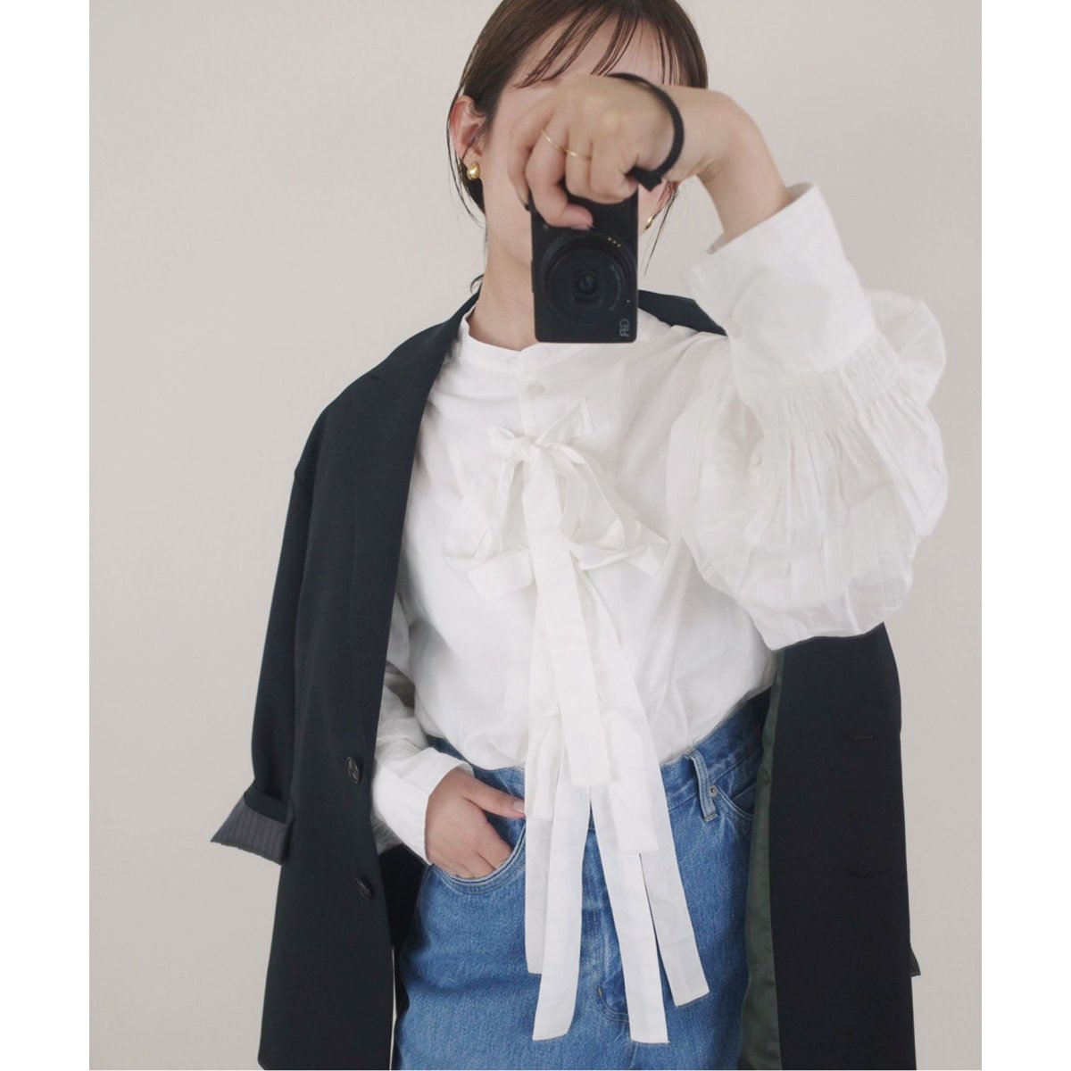 シャツ+ブラウス(長袖+七分) SLOBE IENA - crinkle crinkle crinkle ribbon blouse crinkle crinkle crinkle ribbon blouse CC-3015 | スローブ