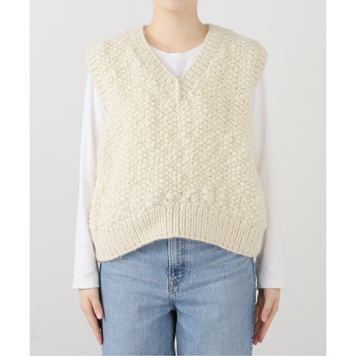 SLOBE IENA (スローブイエナ) ■■ ③ 24080913000930 NEPAL HAND KNIT ベスト レディース ナチュラル FREE SLOBE IENA（スローブイエナ）の「NEPAL HAND KNIT ベスト（ニット