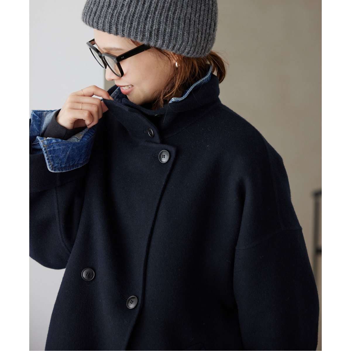 【souplewool】ダブルフェイススタンドコート souple woolダブルフェイススタンドコート（その他ブルゾン