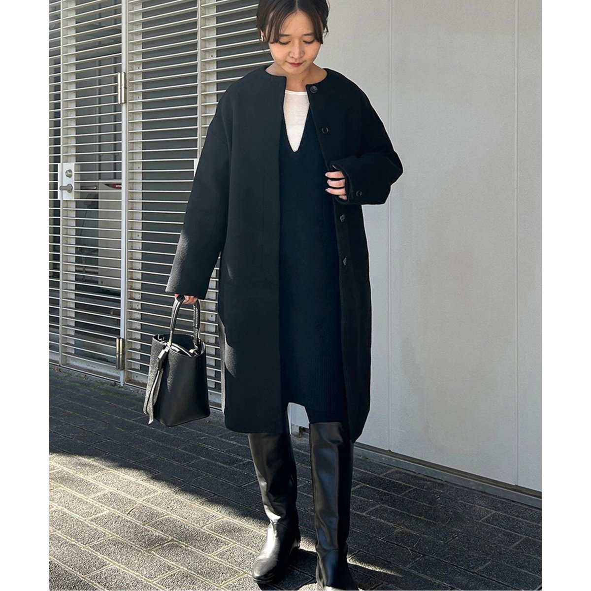 SUPER 100 シャギーノーカラーコート | スローブ イエナ(SLOBE IENA