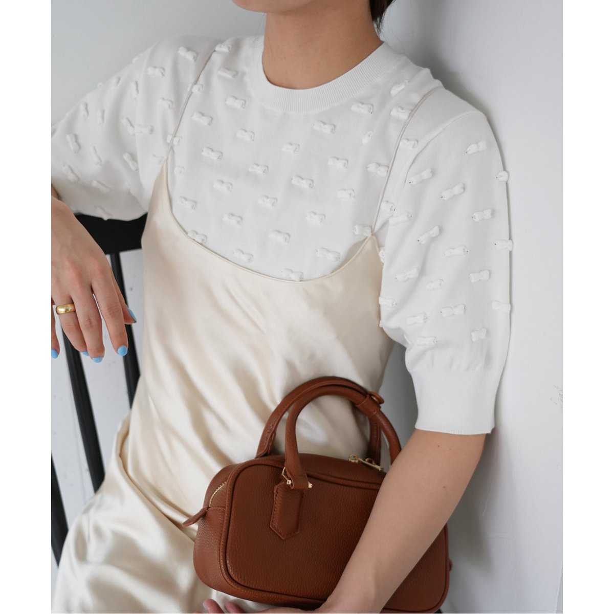 新品未使用　SLOBE IENA ribbon ニット白 WEB/一部店舗限定》ribbon ニット | スローブ イエナ(SLOBE IENA