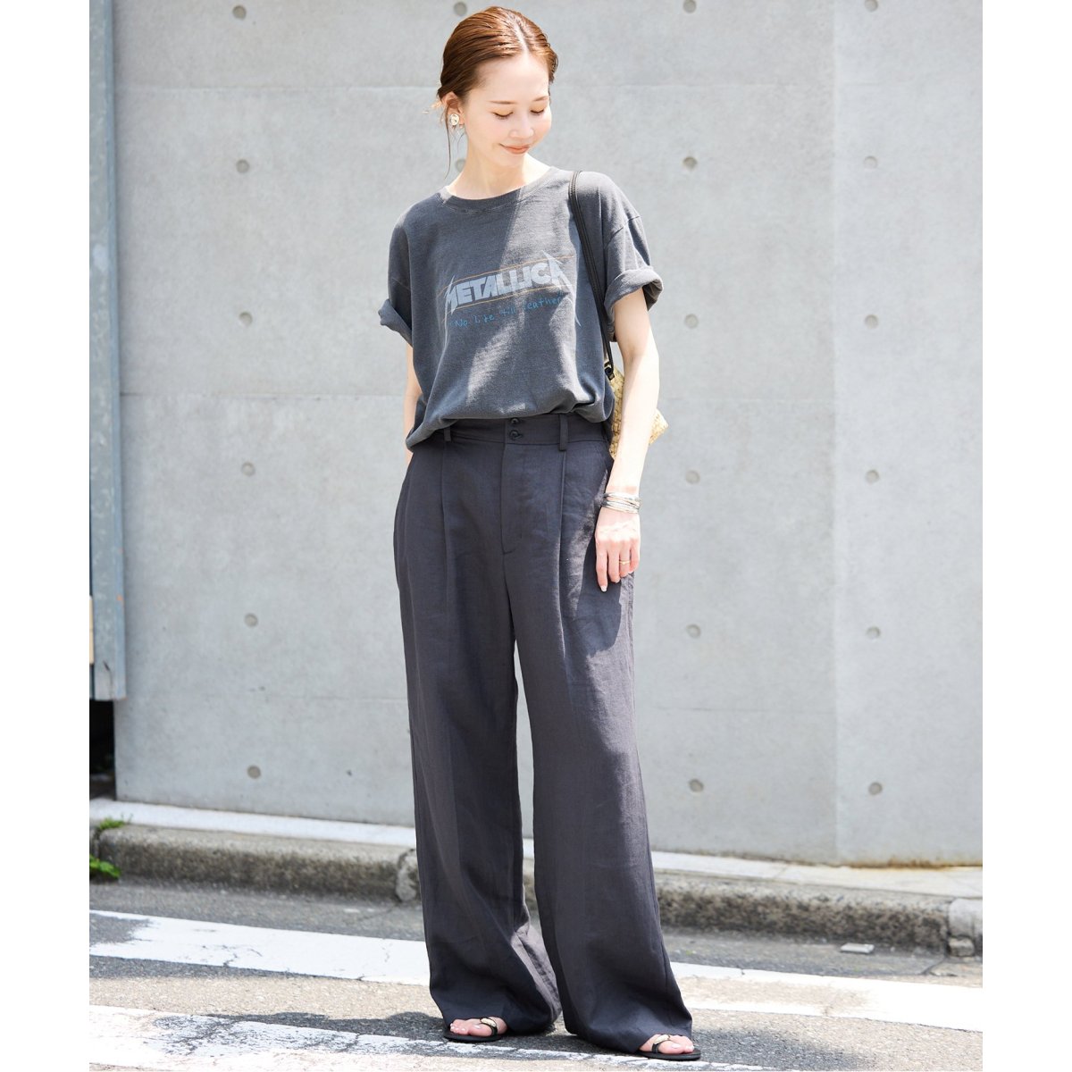 SLOBE IENA スローブイエナ ストレッチリネンイージータックパンツ SLOBE IENA - スローブイエナ ストレッチリネンイージータック
