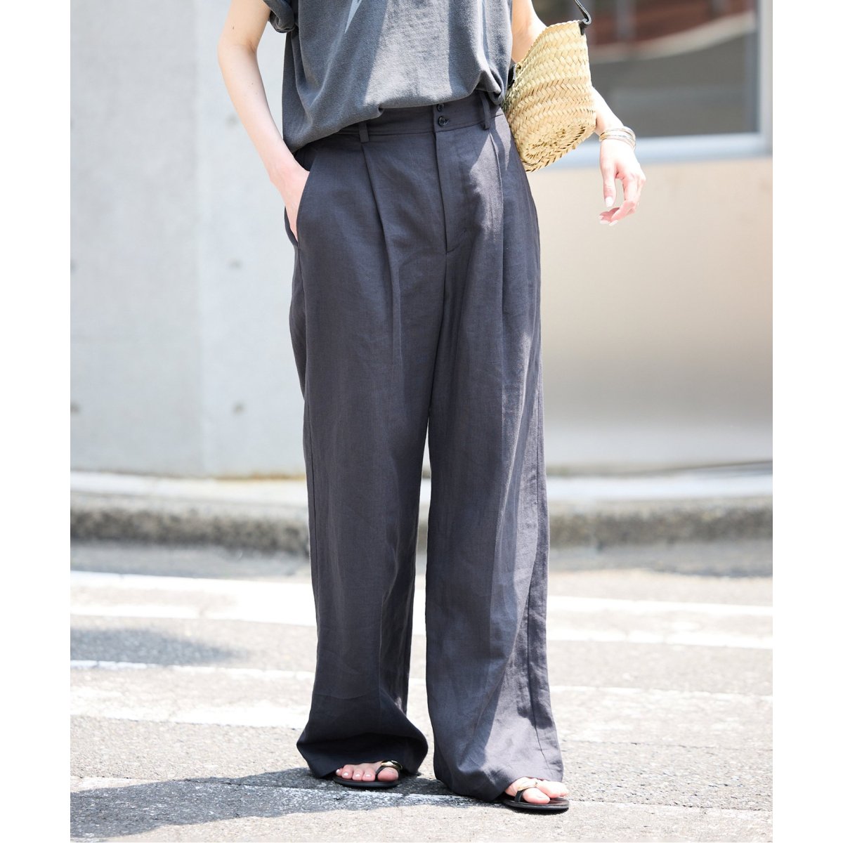 SLOBE IENA ソフトリネンリラックスパンツ◆新品未使用タグ付き SLOBE IENA ソフトリネンリラックスパンツ◇新品未使用タグ付き
