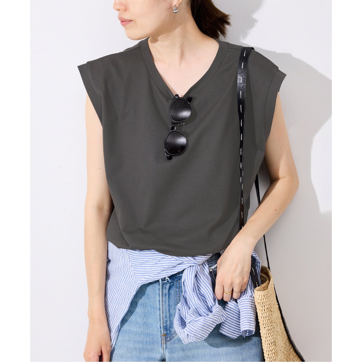 イエナ ボーダーフレンチスリーブTシャツ