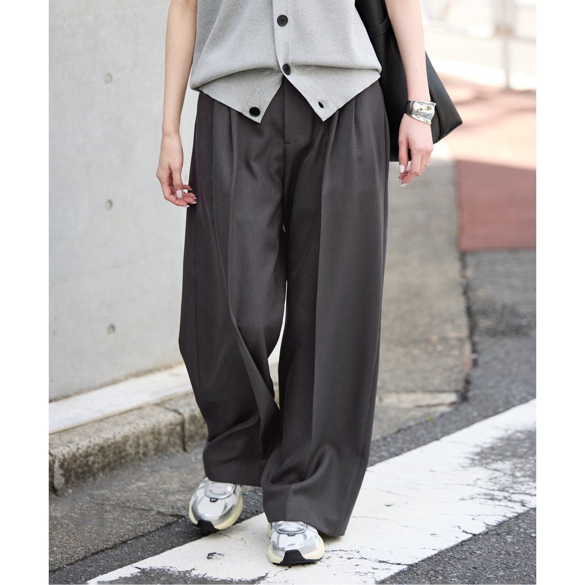 美品 NOBLE 24AW 2WAYストレッチスリムストレートパンツ 黒 34 2WAYストレッチスリムストレートパンツ | ノーブル(Noble