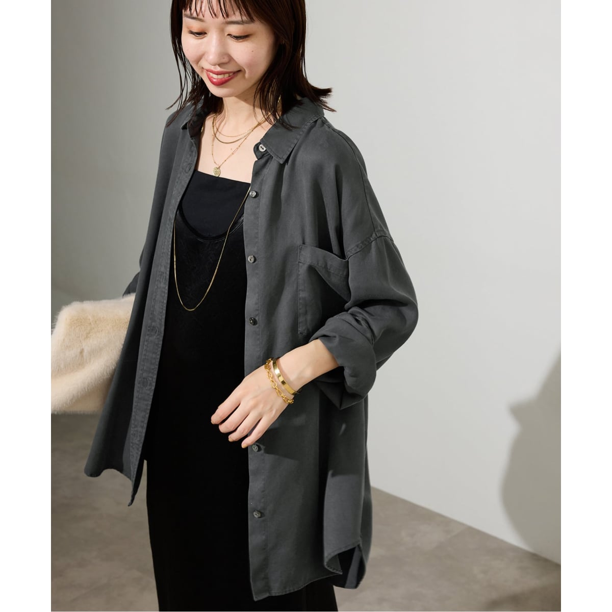 SLOBE IENA / 新品・未使用 グログランスクエアチュニック ブラック グログランスクエアチュニック | スローブ イエナ(SLOBE IENA