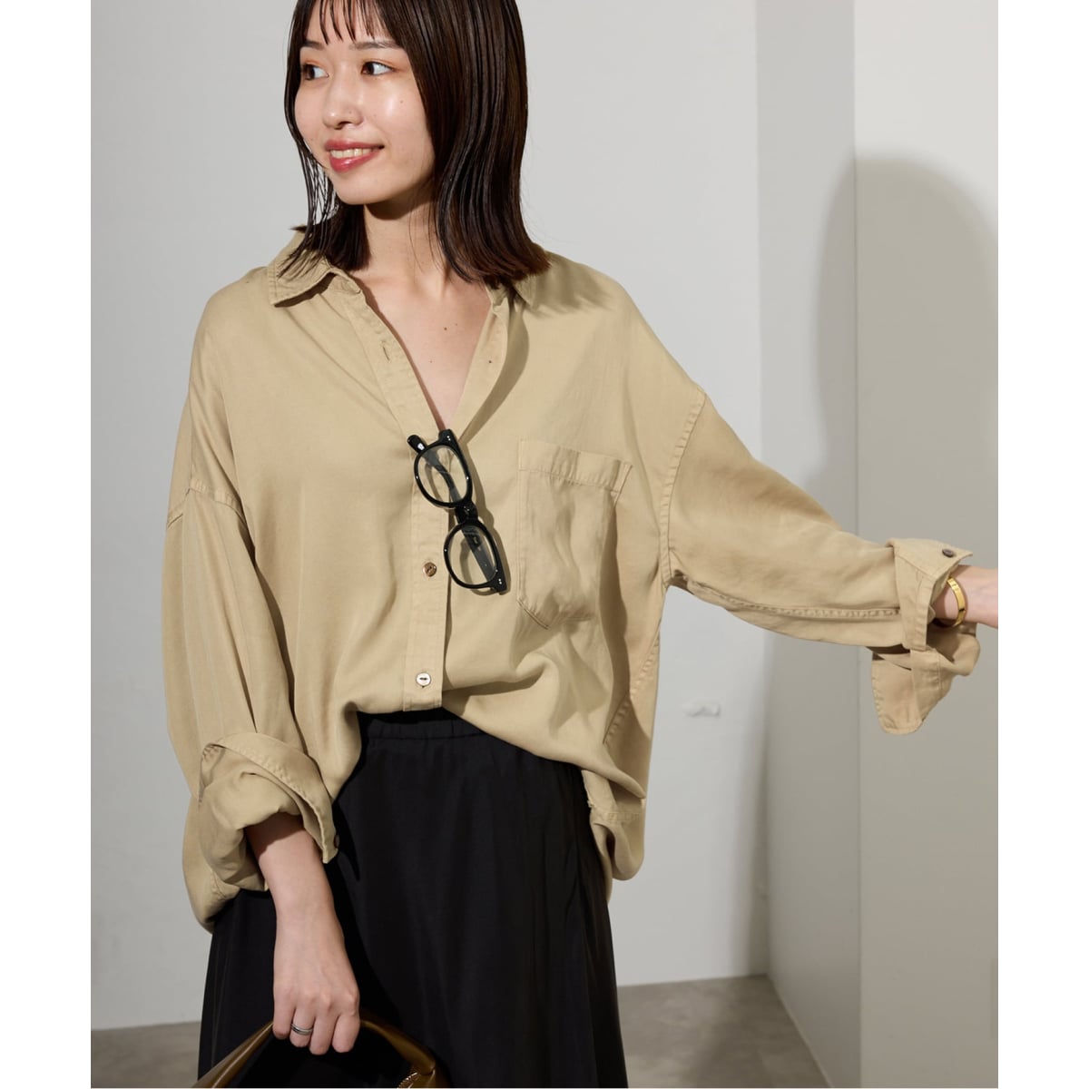 ◇◆ SLOBE IENA 製品染めシャツ　とろみシャツ スローブ イエナ SLOBE IENA 製品染めシャツ （ベージュ