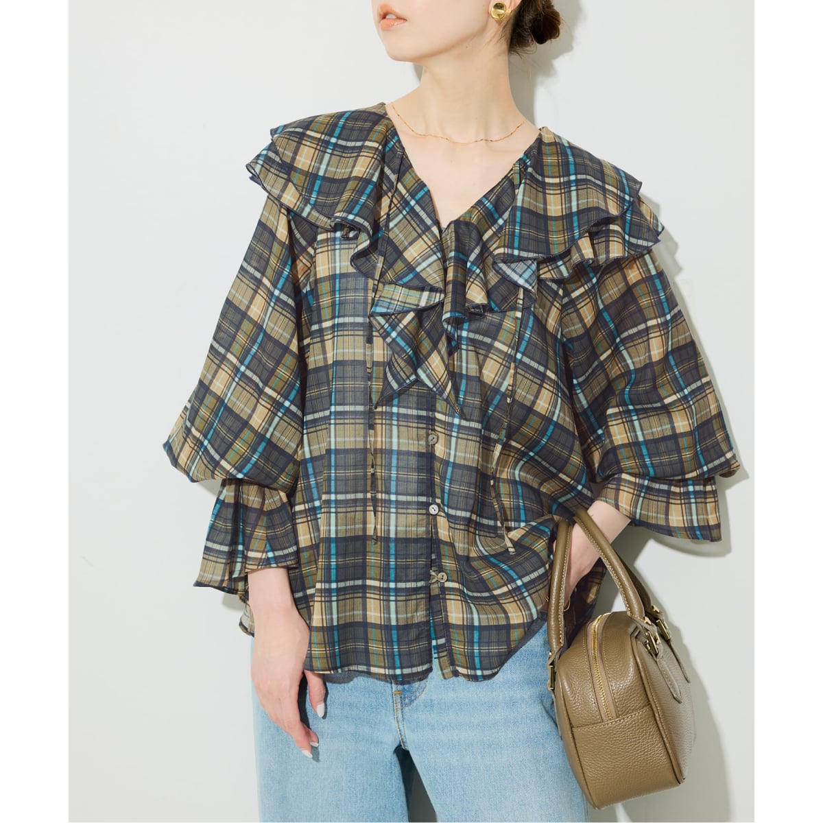 フロントスキッパーラッフルブラウス | スローブ イエナ(SLOBE IENA