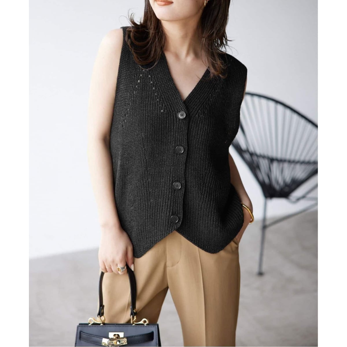 SLOBE IENA　French wool畦ハーフジップニットプルオーバー SLOBE IENA（スローブイエナ）の「《追加》French wool畦ハーフ